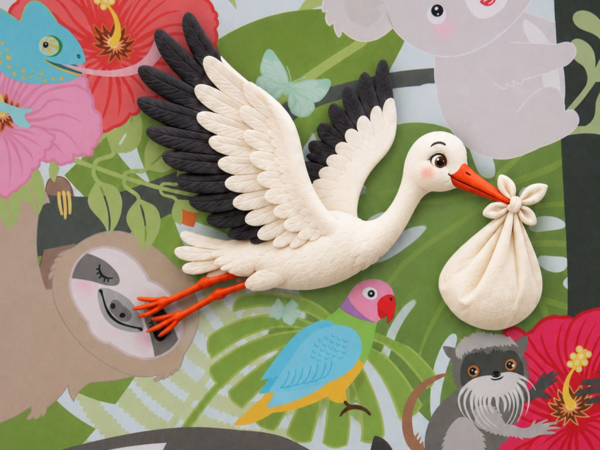 Bild von Storch das bringt ein Baby